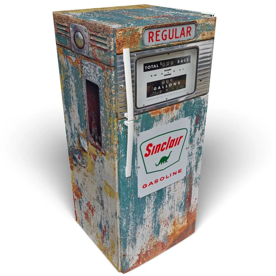 Rustic Green Sinclair Gas Pump Fridge Wrap